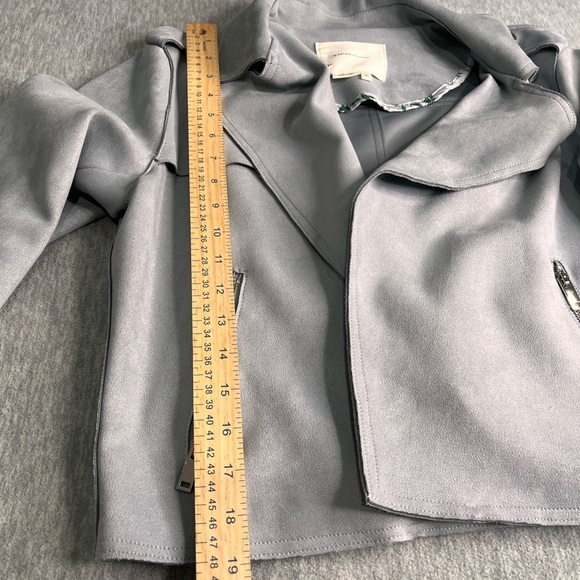 Anthropologie Light Gray Leather Jacket size M - Picture 9 of 11